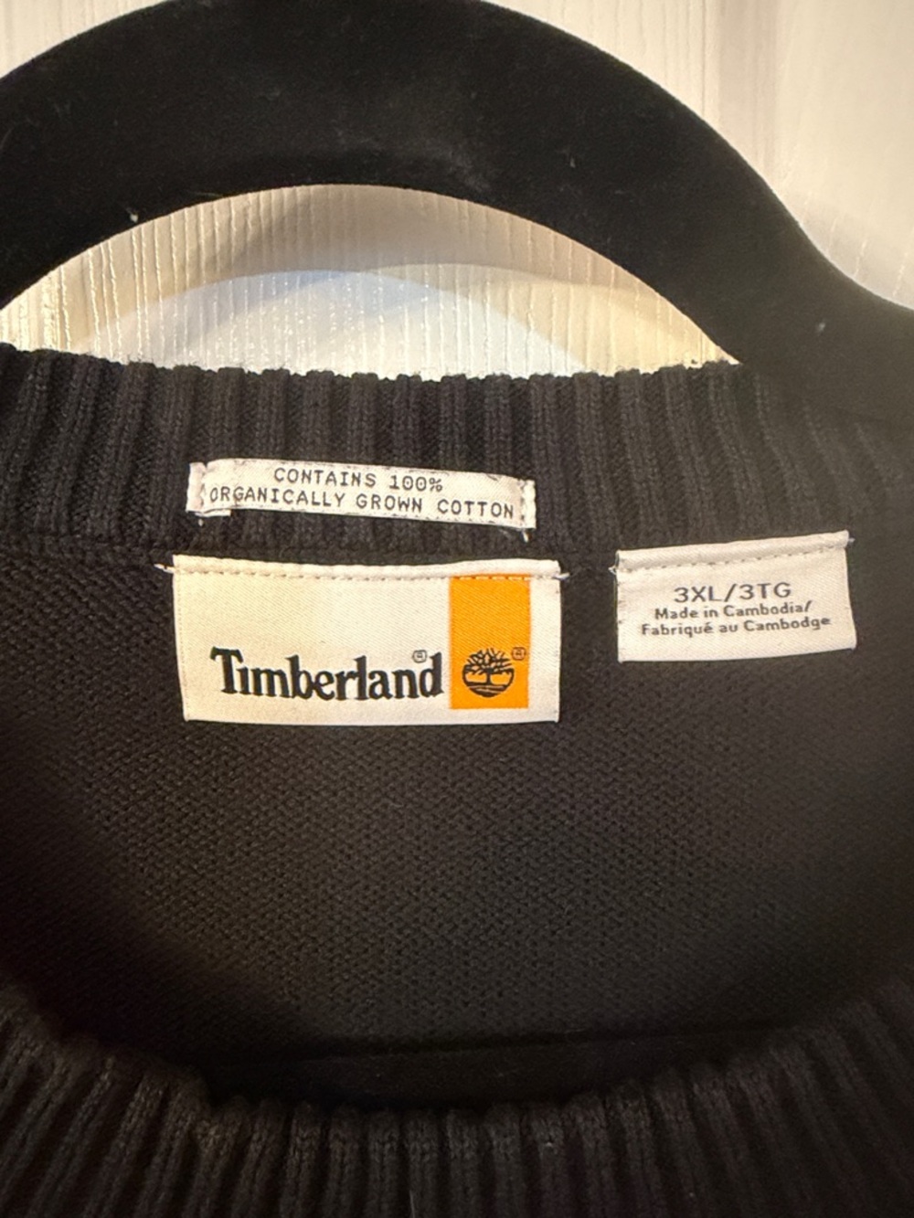 Timberland Black Sweater with Gray Chest Logo 3x - Picture 4 of 5